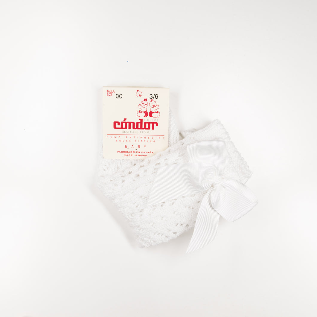 Condor Knee-High Socks - Openwork with Bow Neutrals
