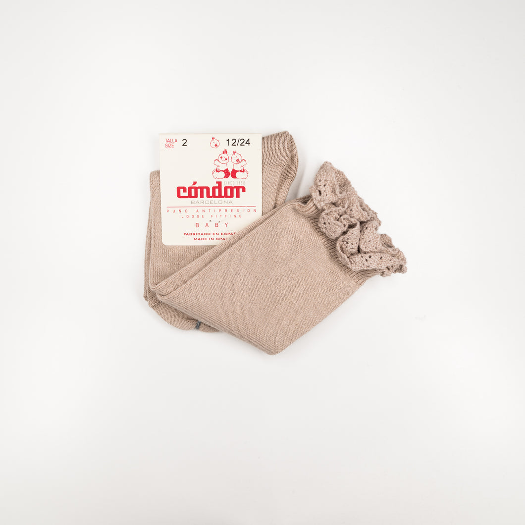 Condor Knee-High Socks - Lace Edging Neutrals