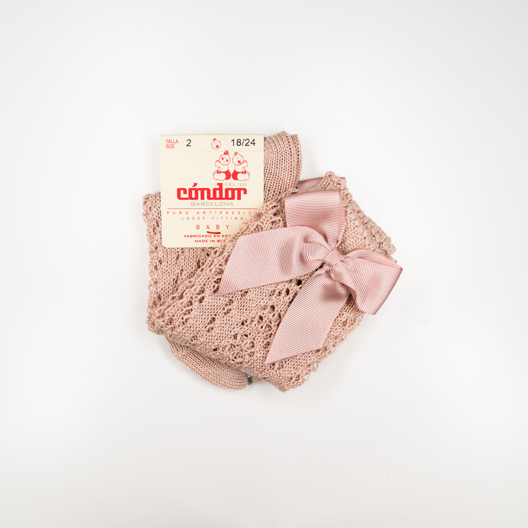 Condor Knee-High Socks - Openwork with Bow Pastel